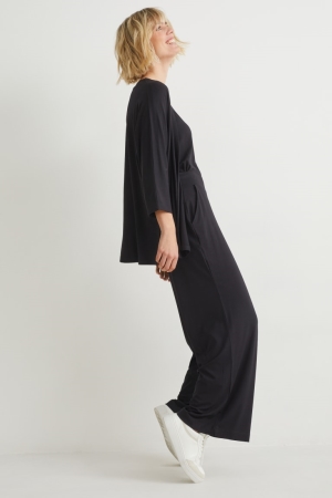 Pantalons C&A Basic Jersey Loose Fit With Lenzing™ Ecovero™ Femme Noir | AZ3905247