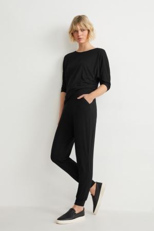 Pantalons C&A Basic Joggers With Lenzing™ Ecovero™ Femme Noir | WB3416975