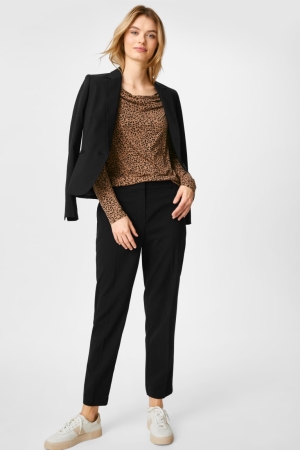 Pantalons C&A Business Classiche Slim Fit Recycled Femme Noir | JV0953641