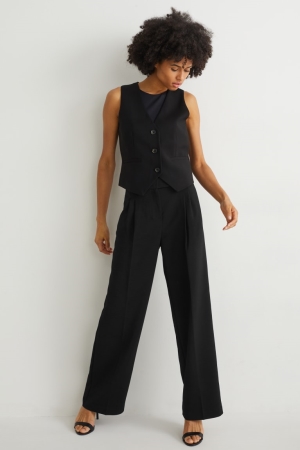 Pantalons C&A Business High Taille Larges Leg Femme Noir | UB5143796