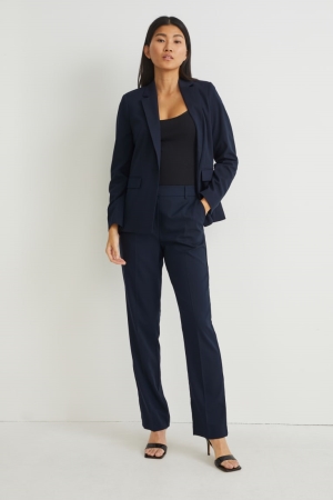 Pantalons C&A Business Mid-rise Taille Regular Fit Recycled Femme Bleu Foncé | ZH4958370