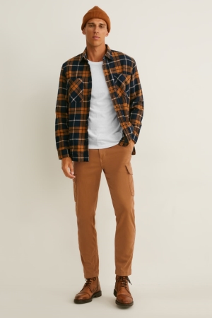 Pantalons C&A Cargo Tapered Fit Flex Lycra® Homme Havanna | DW9154823