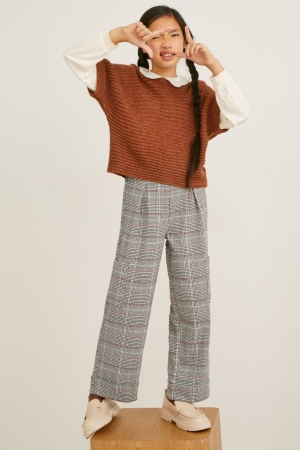 Pantalons C&A Check Fille Beige | OT0964157
