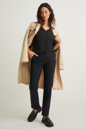 Pantalons C&A Chinos Mid-rise Taille Femme Noir | VA5809164