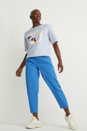 Pantalons C&A Chinos Mid-rise Taille Tapered Fit Femme Bleu | LC9518432