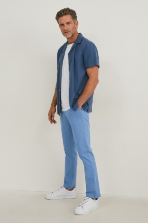 Pantalons C&A Chinos Regular Fit Lycra® Homme Bleu | PF3190652
