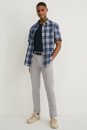 Pantalons C&A Chinos With Belt Regular Fit Lycra® Homme Grise | LC3609814