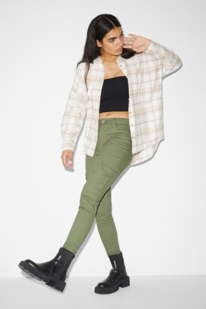 Pantalons C&A Clockhouse Cargo High Taille Mince Fit Femme Vert | BJ4379086