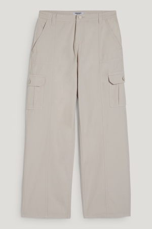 Pantalons C&A Clockhouse Cargo High Taille Relaxed Fit Femme Beige | JX6078329