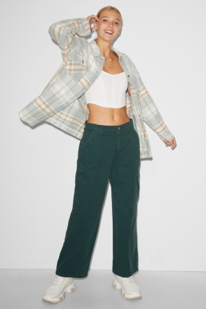 Pantalons C&A Clockhouse Cargo Low Taille Droit Fit Femme Vert Foncé | XV0914362