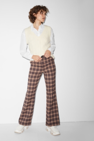 Pantalons C&A Clockhouse Cloth High Taille Larges Leg Recycled Femme Beige | ZP1283769