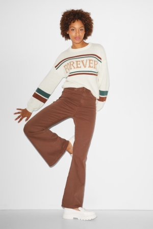 Pantalons C&A Clockhouse Flare High Taille Femme Marron Clair | SG4831276