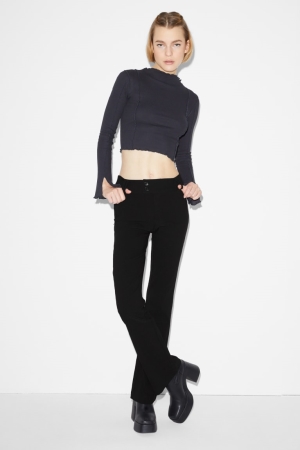 Pantalons C&A Clockhouse Jersey Flared With Lenzing™ Ecovero™ Femme Noir | DI1542970