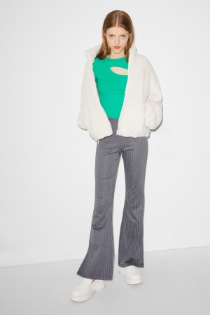 Pantalons C&A Clockhouse Jersey Rayé Femme Grise | QK0645819