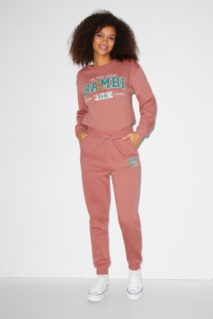 Pantalons C&A Clockhouse Joggers Bambi Femme Rose | YS9287360