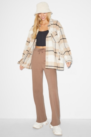 Pantalons C&A Clockhouse Sweat Palazzo Femme Marron Clair | SZ0728961