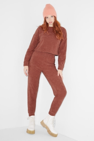 Pantalons C&A Clockhouse Terry Cloth Joggers Femme Terracotta | NM9512786