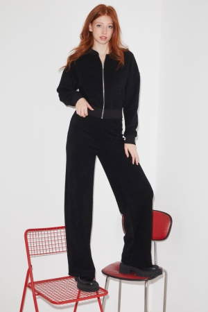 Pantalons C&A Clockhouse Terry Cloth Joggers Femme Noir | OA5480671