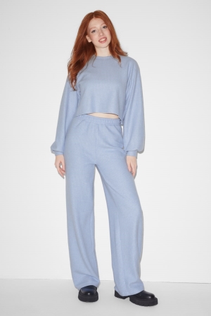 Pantalons C&A Clockhouse Tricoté Loose Fit Femme Bleu Clair | VB7584230