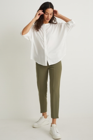 Pantalons C&A Cloth High Taille Cigarette Fit Recycled Femme Vert | PN9356401