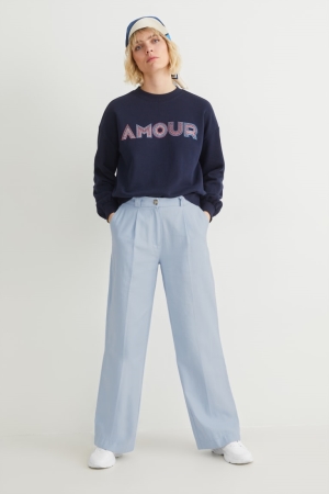 Pantalons C&A Cloth High Taille Larges Leg Femme Bleu Clair | BN3985107