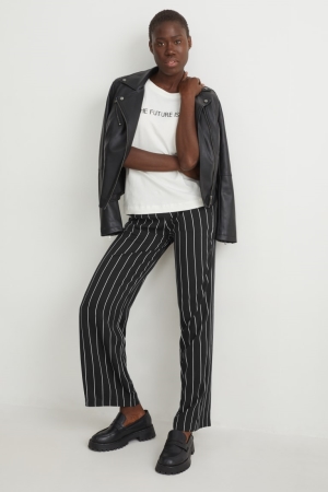 Pantalons C&A Cloth High Taille Larges Leg Lenzing™ Ecovero™ Femme Noir | SF6357142