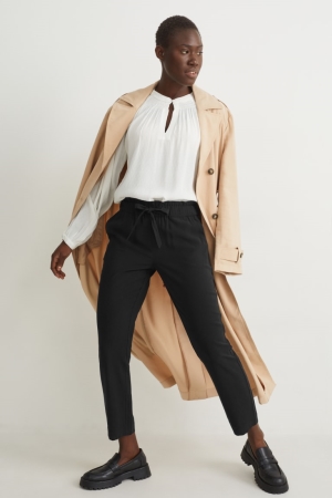 Pantalons C&A Cloth High Taille Regular Fit With Lenzing™ Ecovero™ Femme Noir | AT2410876
