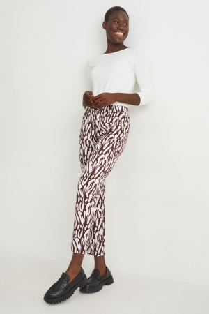 Pantalons C&A Cloth High Taille Regular Fit With Lenzing™ Ecovero™ Femme Marron Blanche | MS7543286