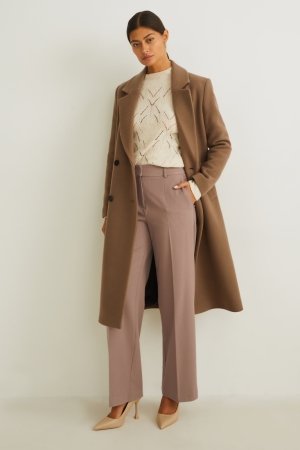 Pantalons C&A Cloth High-rise Taille Larges Leg Recycled Femme Grise Marron | CG4570381