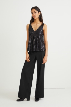 Pantalons C&A Cloth High-rise Taille Larges Leg Recycled Femme Noir | XI5183269