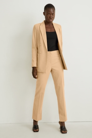 Pantalons C&A Cloth Mid-rise Taille Droit FiRecycled Femme Marron Clair | IH7512648