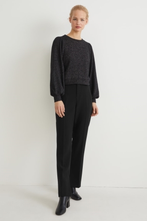 Pantalons C&A Cloth Mid-rise Taille Droit Fit Femme Noir | MV7104398