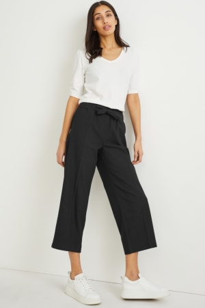 Pantalons C&A Cloth Mid-rise Taille Larges Leg Rayé Femme Bleu Foncé | IX6145980