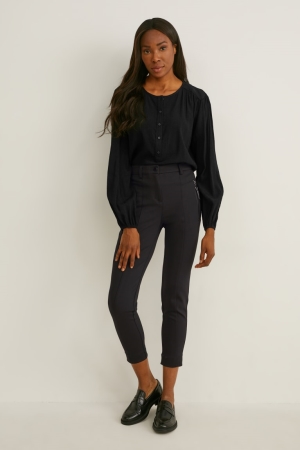 Pantalons C&A Cloth Mid-rise Taille Slim Fit Femme Noir | LG8605394