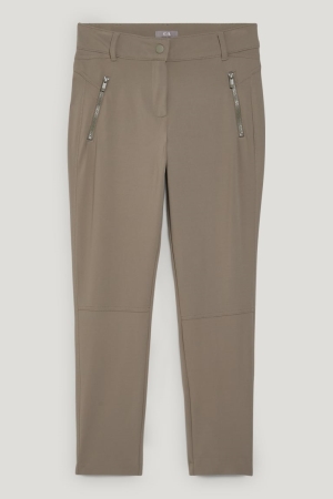 Pantalons C&A Cloth Mid-rise Taille Slim Fit Femme Kaki | UK8249760