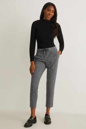 Pantalons C&A Cloth Mid-rise Taille Tapered Fit Femme Grise Noir | TW1648937