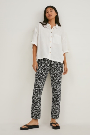 Pantalons C&A Cloth Tapered Fit Lenzing™ Ecovero™ Femme Noir | JS3861524