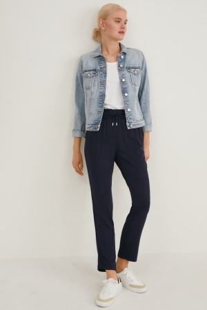 Pantalons C&A Cloth Tapered Fit Lenzing™ Ecovero™ Femme Bleu Foncé | JV2089341