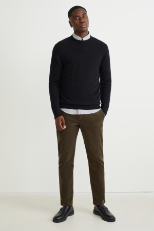 Pantalons C&A Corduroy Chinos Regular Fit Stretch Lycra® Homme Vert Foncé | JN7256183