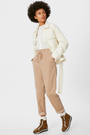 Pantalons C&A Corduroy Relaxed Fit Femme Beige | GP9134850