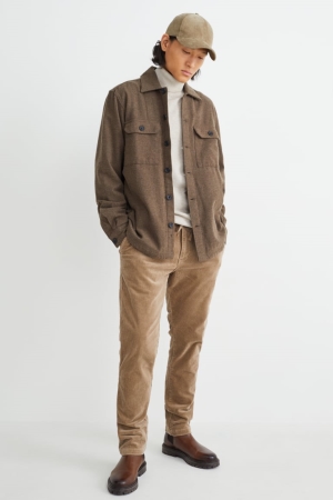 Pantalons C&A Corduroy Tapered Fit Flex Lycra® Homme Beige | OL6490182