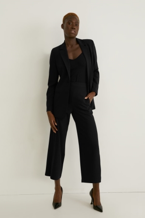Pantalons C&A Culottes Mid-rise Taille Recycled Femme Noir | XA2961304