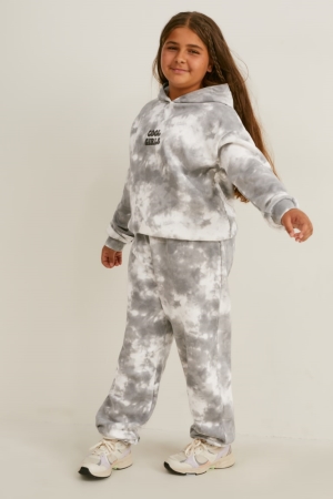 Pantalons C&A Extended Sizes Set And Joggers 2 Piece Fille Blanche Grise | DA0247653