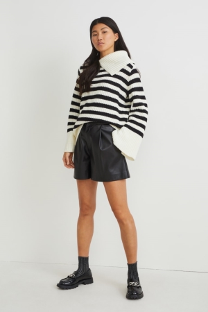Pantalons C&A Faux Cuir Femme Noir | AS2784305