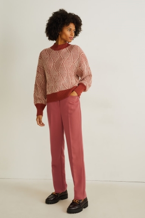 Pantalons C&A High Taille Droit Fit Recycled Femme Rouge | CJ5219037