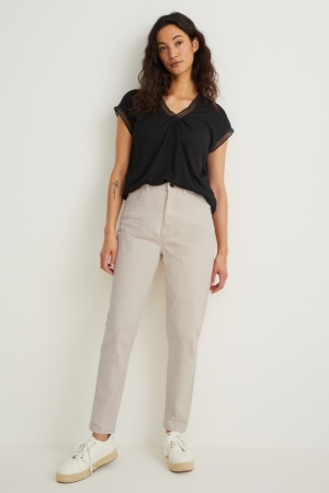 Pantalons C&A High Taille Regular Fit Femme Creme | KP3127596