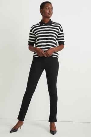 Pantalons C&A Jersey Droit Fit With Lenzing™ Ecovero™ Femme Noir | UE8579604