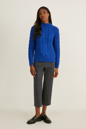 Pantalons C&A Jersey Larges Leg Femme Grise Foncé | TV7140965