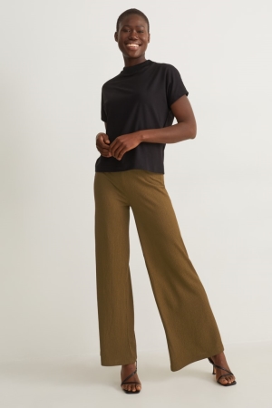 Pantalons C&A Jersey Larges Leg With Recycled Polyester Femme Vert Foncé | ZU7631052