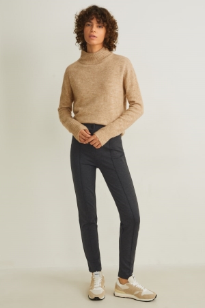 Pantalons C&A Jersey Mince Fit Femme Grise Foncé | QL0128356